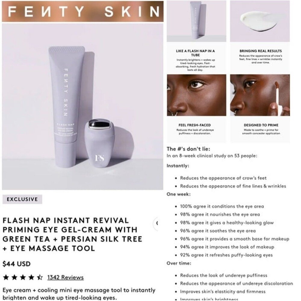 FENTY Skin Flash Nap Instant Revival Priming Eye Gel-Cream +Eye Massage Tool